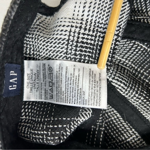 GAP Unisex One Size Black White Plaid Poly Wool Blend‎ Adjustable Baseball Cap. - Picture 7 of 8